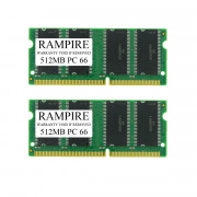 RAMPIRE 1GB (2 x 512MB) PC 66 144-Pin SO-DIMM 3.3V 2Rx8 Non-ECC Unbuffered Memory for Laptop/Notebook PC and Mac