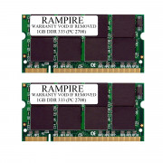 RAMPIRE 2GB (2 x 1GB) DDR 333 (PC 2700) 200-Pin DDR SO-DIMM 2.5V 2Rx8 Non-ECC Unregistered Memory for Laptop/Notebook PC and Mac