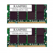 RAMPIRE 2GB (2 x 1GB) DDR 400 (PC 3200) 200-Pin DDR SO-DIMM 2.5V 2Rx8 Non-ECC Unregistered Memory for Laptop/Notebook PC and Mac