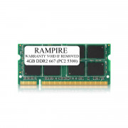 RAMPIRE 4GB DDR2 667 (PC2 5300) 200-Pin DDR2 SO-DIMM 1.8V 2Rx8 Non-ECC Unregistered Memory for Laptop/Notebook PC and Mac