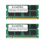 RAMPIRE 8GB (2 x 4GB) DDR2 667 (PC2 5300) 200-Pin DDR2 SO-DIMM 1.8V 2Rx8 Non-ECC Unregistered Memory for Laptop/Notebook PC and Mac