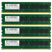 RAMPIRE 32GB (4 x 8GB) DDR3 1333 (PC3 10600) 240-Pin SDRAM 2Rx8 Standard Profile 1.5V ECC Unregistered Server Memory