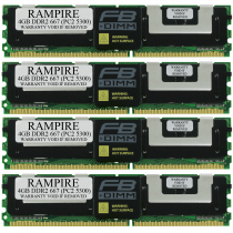 RAMPIRE 16GB (4 x 4GB) DDR2 667 (PC2 5300) 240-Pin SDRAM 2Rx4 Standard Profile 1.8V ECC Fully Buffered Server Memory