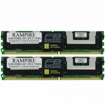 RAMPIRE 2GB (2 x 1GB) DDR2 667 (PC2 5300) 240-Pin SDRAM 1Rx8 Standard Profile 1.8V ECC Fully Buffered Server Memory
