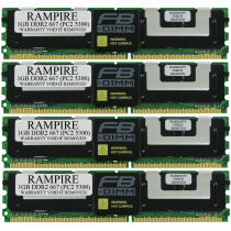 RAMPIRE 4GB (4 x 1GB) DDR2 667 (PC2 5300) 240-Pin SDRAM 1Rx4 Standard Profile 1.8V ECC Fully Buffered Server Memory