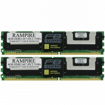 RAMPIRE 8GB (2 x 4GB) DDR2 667 (PC2 5300) 240-Pin SDRAM 4Rx8 Standard Profile 1.8V ECC Fully Buffered Server Memory