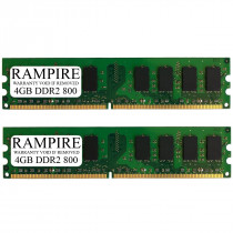RAMPIRE 8GB (2 x 4GB) DDR2 800 (PC2 6400) 240-Pin DDR2 SDRAM 1.8V 2Rx8 Non-ECC UDIMM Memory for Desktop PC