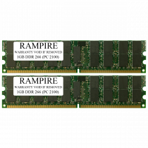 RAMPIRE 2GB (2 x 1GB) DDR 266 (PC 2100) 184-Pin SDRAM 2Rx4 Standard Profile 2.5V ECC Registered Server Memory