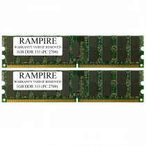 RAMPIRE 2GB (2 x 1GB) DDR 333 (PC 2700) 184-Pin SDRAM 2Rx4 Standard Profile 2.5V ECC Registered Server Memory