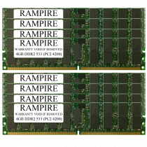 RAMPIRE 32GB (8 x 4GB) DDR2 533 (PC2 4200) 240-Pin SDRAM 2Rx4 Standard Profile 1.8V ECC Registered Server Memory
