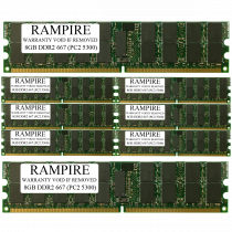 RAMPIRE 64GB (8 x 8GB) DDR2 667 (PC2 5300) 240-Pin SDRAM 2Rx4 Standard Profile 1.8V ECC Registered Server Memory