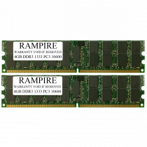 RAMPIRE 8GB (2 x 4GB) DDR3 1333 (PC3 10600) 240-Pin SDRAM 1Rx4 Standard Profile 1.35V ECC Registered Server Memory