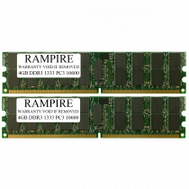 RAMPIRE 8GB (2 x 4GB) DDR3 1333 (PC3 10600) 240-Pin SDRAM 1Rx4 Standard Profile 1.5V ECC Registered Server Memory