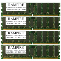 RAMPIRE 8GB (4 x 2GB) DDR2 667 (PC2 5300) 240-Pin SDRAM 1Rx4 Standard Profile 1.8V ECC Registered Server Memory