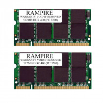 RAMPIRE 1GB (2 x 512MB) DDR 400 (PC 3200) 200-Pin DDR SO-DIMM 2.5V 2Rx8 Non-ECC Unregistered Memory for Laptop/Notebook PC and Mac