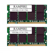 RAMPIRE 2GB (2 x 1GB) DDR 333 (PC 2700) 200-Pin DDR SO-DIMM 2.5V 2Rx8 Non-ECC Unregistered Memory for Laptop/Notebook PC and Mac