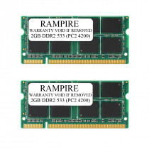 RAMPIRE 4GB (2 x 2GB) DDR2 533 (PC2 4200) 200-Pin DDR2 SO-DIMM 1.8V 2Rx8 Non-ECC Unregistered Memory for Laptop/Notebook PC and Mac